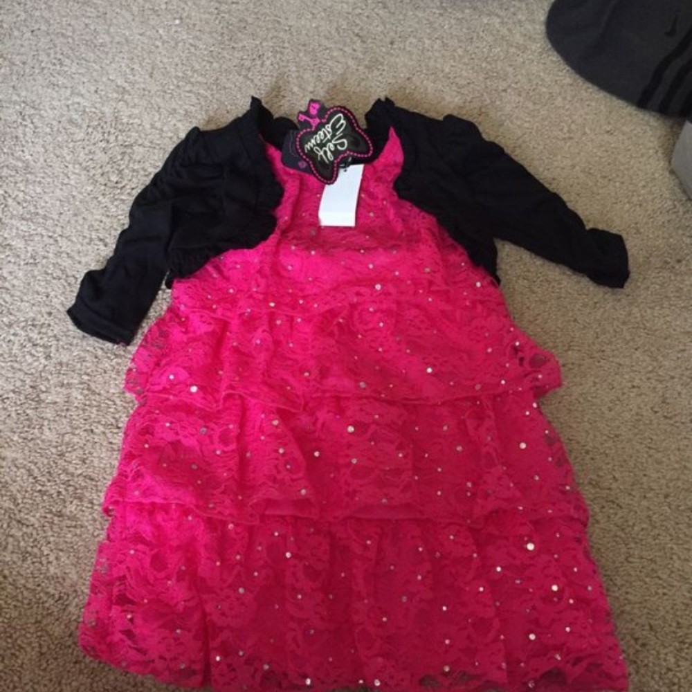 Toddler girl lace holiday shrug dress 2t3t4t